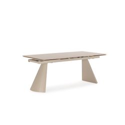 Uitschuifbare eettafel in steen en metaal, beige, 180-260 x 90 x 76 cm | Prisca