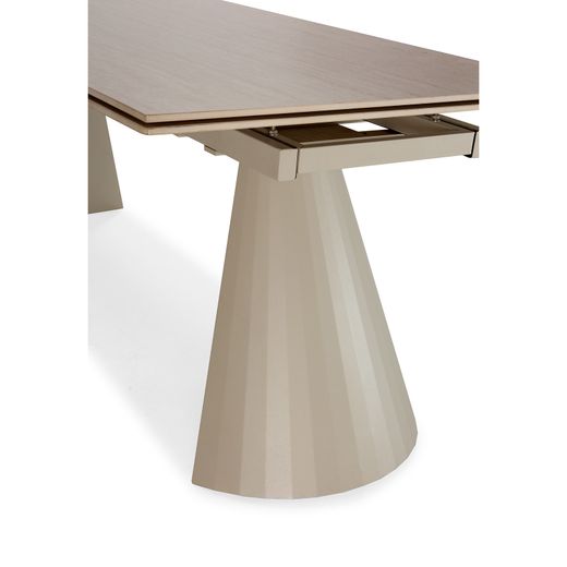 Uitschuifbare eettafel in steen en metaal, beige, 180-260 x 90 x 76 cm | Prisca