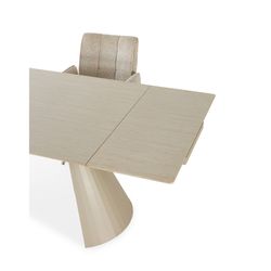 Uitschuifbare eettafel in steen en metaal, beige, 180-260 x 90 x 76 cm | Prisca