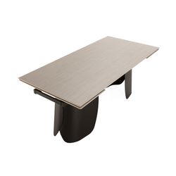 Rozkładany stół jadalny z kamienia i metalu, biały, 180-260 x 90 x 76 cm | Crisia