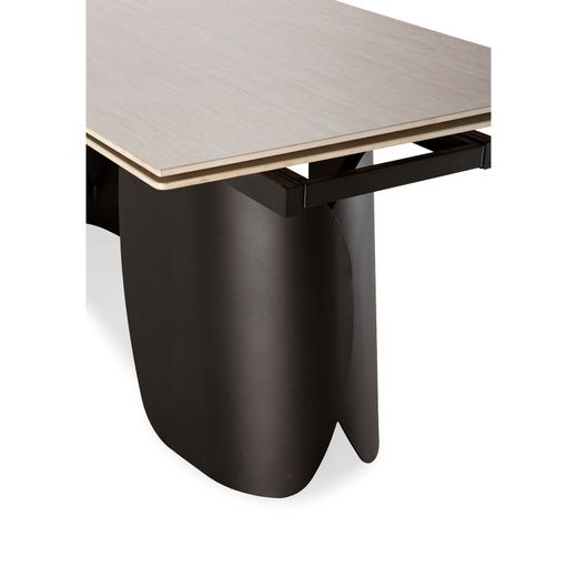 Rozkładany stół jadalny z kamienia i metalu, biały, 180-260 x 90 x 76 cm | Crisia