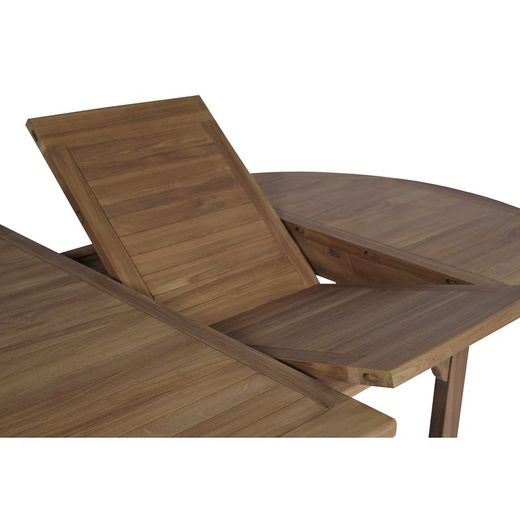 Garden dining set in honey-colored teak | Extendable Naga