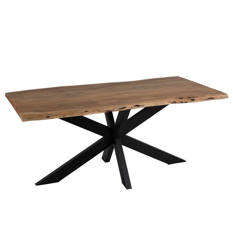 Tavolo da pranzo in legno massello di olmo gambe in ferro e legno