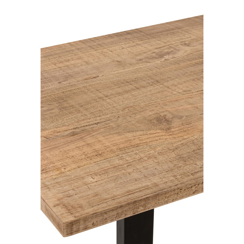 152691 Mesa de comedor de diseño industrial 220 madera de mango con hierro  negro