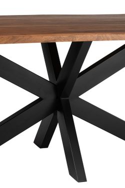 L GERARD Eettafel van acacia en bruin metaal, 200x90x76 cm