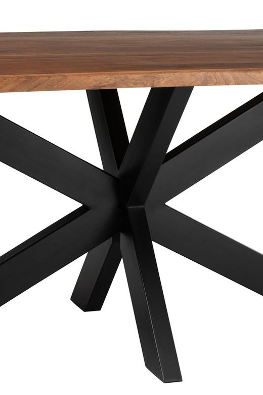 L GERARD Eettafel van acacia en bruin metaal, 200x90x76 cm