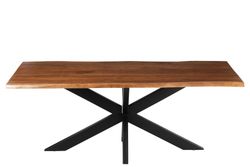 L GERARD Eettafel van acacia en bruin metaal, 200x90x76 cm