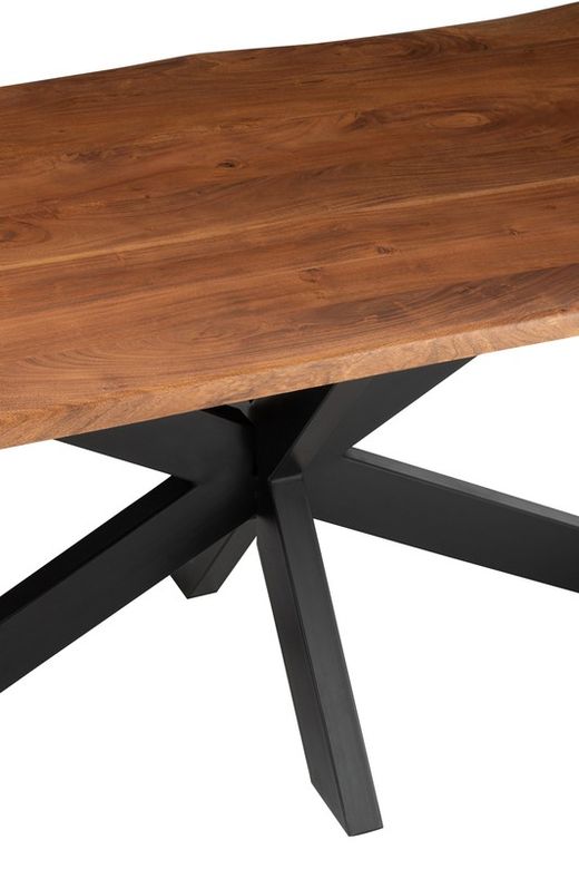 L GERARD Eettafel van acacia en bruin metaal, 200x90x76 cm