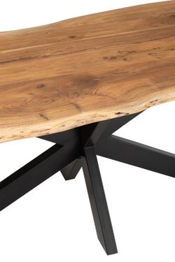 L GERARD Dining Table in Acacia and Natural Metal, 200x90x76 cm