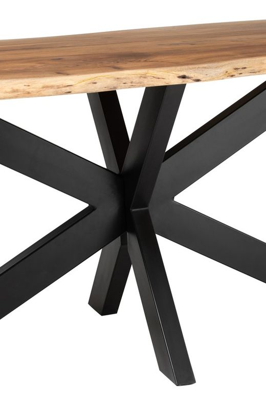 L GERARD Dining Table in Acacia and Natural Metal, 200x90x76 cm