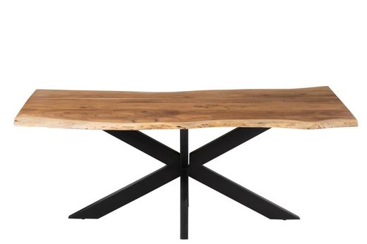 L GERARD Dining Table in Acacia and Natural Metal, 200x90x76 cm