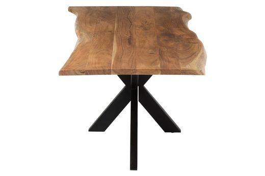 L GERARD Dining Table in Acacia and Natural Metal, 200x90x76 cm
