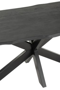 L GERARD Acacia and Black Metal Dining Table, 200x90x76 cm