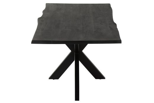 L GERARD Acacia and Black Metal Dining Table, 200x90x76 cm