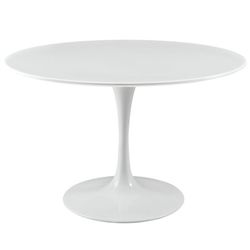 Mesa de Comedor Redonda DM y Madera Blanca Ø120x72 cm