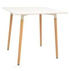 Packung mit Esstisch aus Buchenholz und 4 Esszimmerstühlen in Weiß/Natur