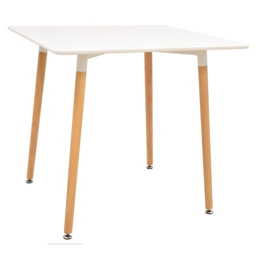 Packung mit Esstisch aus Buchenholz und 4 Esszimmerstühlen in Weiß/Natur