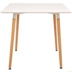 Packung mit Esstisch aus Buchenholz und 4 Esszimmerstühlen in Weiß/Natur