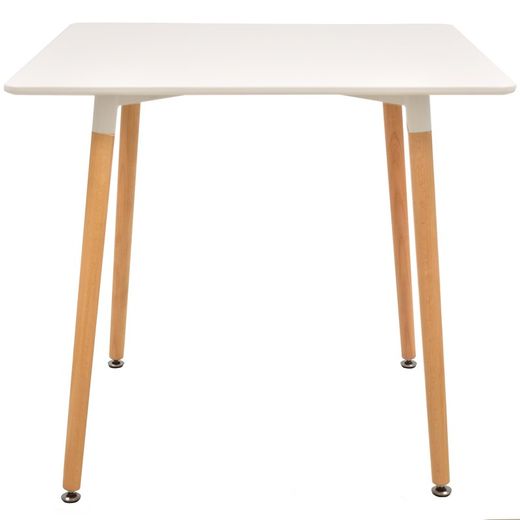 Packung mit Esstisch aus Buchenholz und 4 Esszimmerstühlen in Weiß/Natur