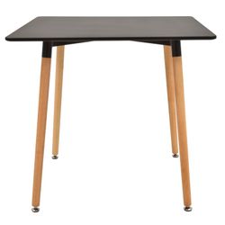 Pack of black beech wood dining room and 4 black polypropylene chairs