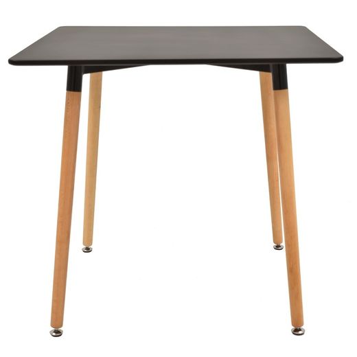 Pack of black beech wood dining room and 4 black polypropylene chairs