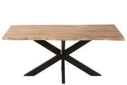 M GERARD Dining Table in Acacia and Natural Metal, 180x90x76 cm