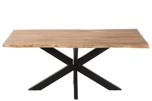 M GERARD Matbord i akacia och naturmetall, 180x90x76 cm