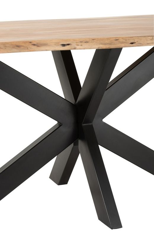 M GERARD Matbord i akacia och naturmetall, 180x90x76 cm