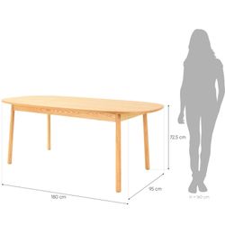 Dining table. Natural wood (180 x 95 x 72.5 cm) | Beksand Series