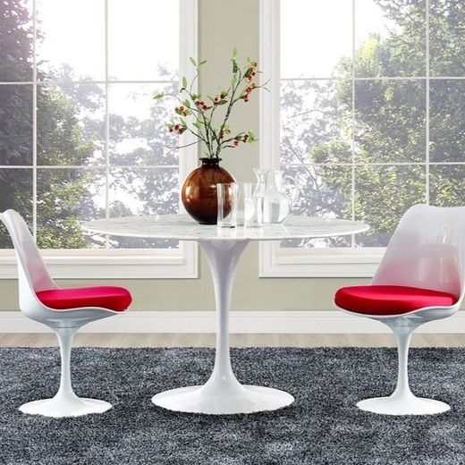 Esstisch aus weißem Marmor und Aluminiumrahmen, Ø100 x 72 cm