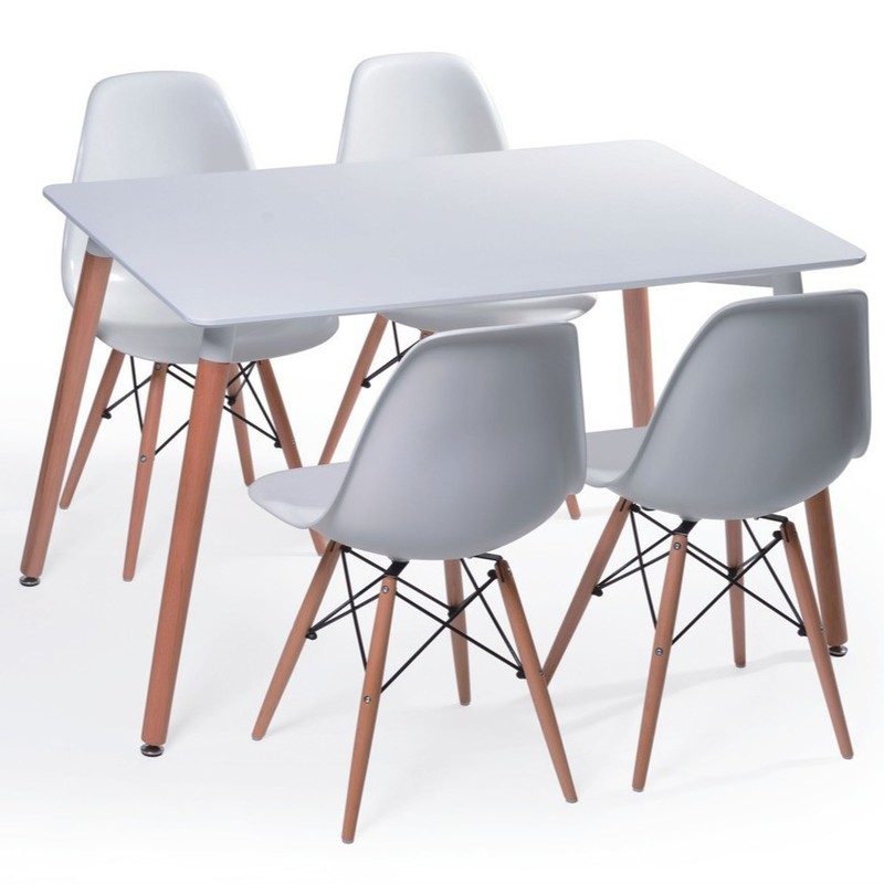 Tavolo da pranzo NURY, legno, piano laccato bianco, 120 x 80 cm — Qechic
