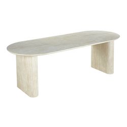 Table à manger ovale extensible en bois couleur effet travertin, 150 - 190 - 230 x 90 x 75 cm | Pietra