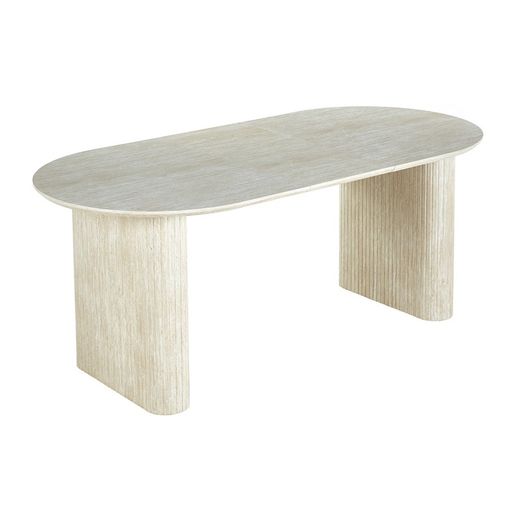 Table à manger ovale extensible en bois couleur effet travertin, 150 - 190 - 230 x 90 x 75 cm | Pietra