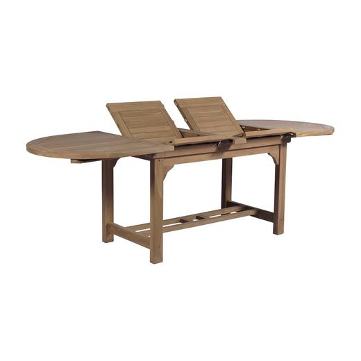Teak Wood Outdoor Extendable Oval Dining Table in Honey, 150 x 90 x 76.2 cm | Naga
