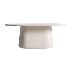 Oval mango wood dining table in off-white, 200 x 100 x 76 cm | Inha