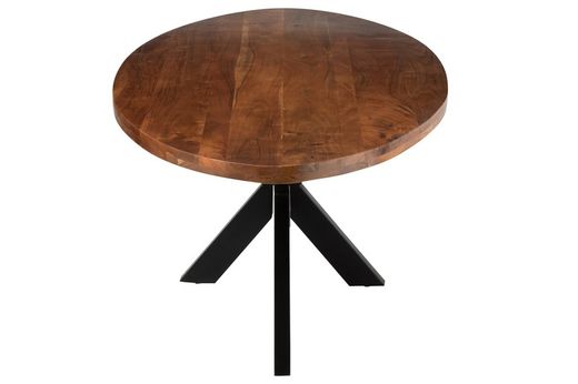 GERARD Oval Dining Table in Acacia and Brown Metal, 210x110x76 cm