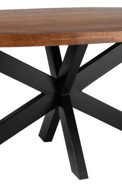 Tavolo da pranzo ovale GERARD in acacia e metallo marrone, 210x110x76 cm