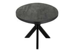 GERARD Ovale eettafel van acacia en zwart metaal, 210x110x76 cm