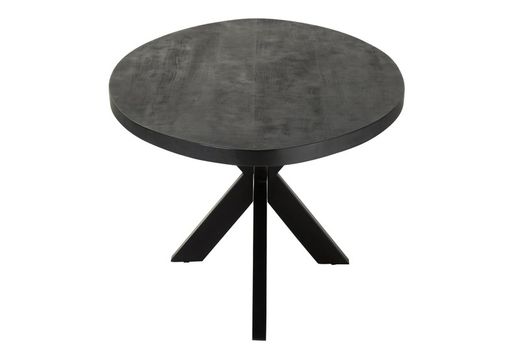 GERARD Ovale eettafel van acacia en zwart metaal, 210x110x76 cm