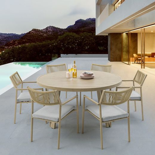 Garden dining table made of aluminium in natural, 120 x 120 x 75 cm | Harmony