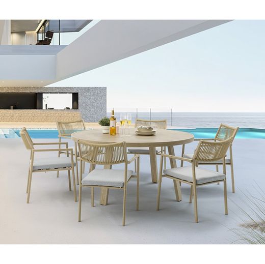 Garden dining table made of aluminium in natural, 120 x 120 x 75 cm | Harmony