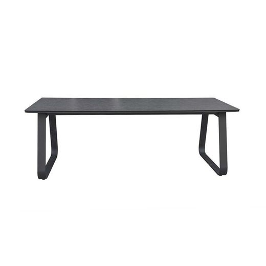 Garden dining table made of aluminium and ceramic glass in anthracite and dark grey, 220 x 100 x 75 cm | Babylon