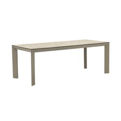 Garden dining table made of aluminium and ceramic glass in beige, 210 x 90 x 75 cm | Orick