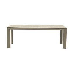 Garden dining table made of aluminium and ceramic glass in beige, 210 x 90 x 75 cm | Orick