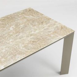 Garden dining table made of aluminium and ceramic glass in beige, 210 x 90 x 75 cm | Orick