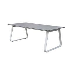 Garten-Essgruppe aus Aluminium, Glas und Stoff in Weiß und Grau | Babylon + Attika