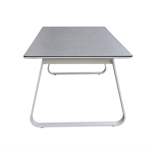 Garten-Essgruppe aus Aluminium, Glas und Stoff in Weiß und Grau | Babylon + Attika