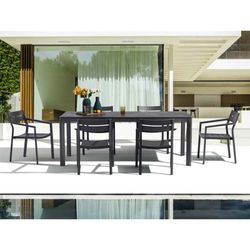 Garden dining table made of aluminium and porcelain in anthracite and black, 200 x 90 x 75 cm | Boori