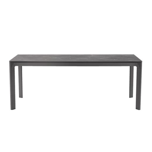 Garden dining table made of aluminium and porcelain in anthracite and black, 200 x 90 x 75 cm | Boori