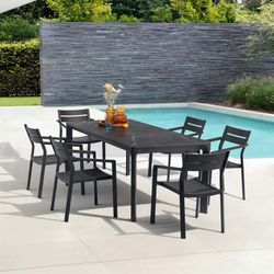 Garden dining table made of aluminium and porcelain in anthracite and black, 200 x 90 x 75 cm | Boori